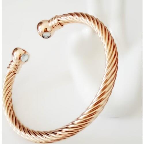Luxury Elegant Magnet Bangle Women Rose 585 Gold Color Jewelry Trendy Hand Round Rope Shape Women Bracelet