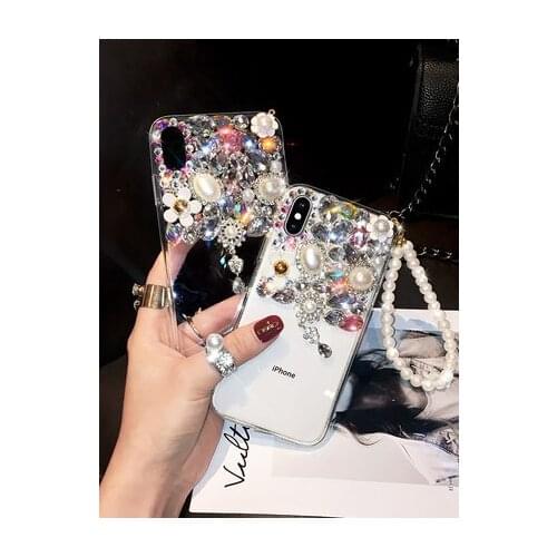 Luxury Bling Glitter pearl Pendant Diamond Clear Soft TPU Phone Case for Huawei P40 P30 P20 LiTE PLUS Mate30 20 Pro Lite Case