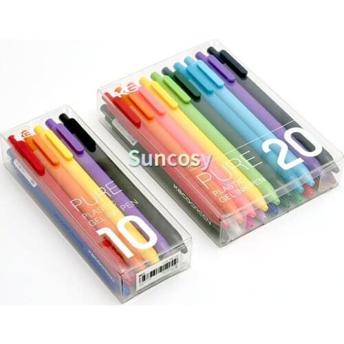 KACO 10 20 color Colored Ink Retractable Gel Pens Set for Kids Adult Coloring 0.5mm Extra Fine Point Cute Stationery