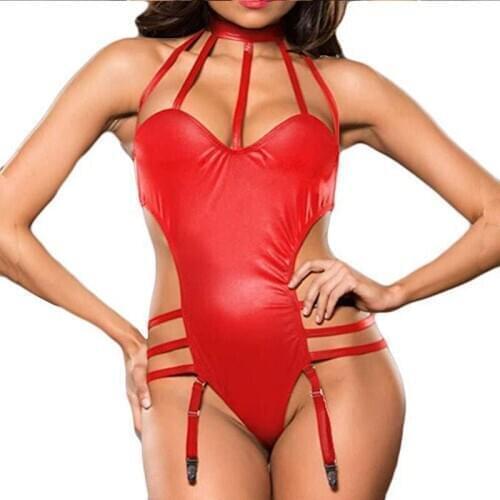 Sexy Erotic Lingerie Women Babydoll Underwear Leather Teddy Lingerie Sexi Erotic Dress Sex Clothes Pole Dance Clubwear Sleepwear