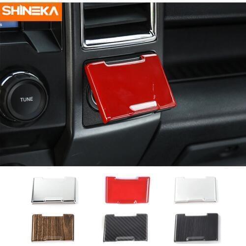 SHINEKA Car Styling Electrical Socket Power Supply Souce Plug Cigar Lighter Cover Trim for Ford F150 Raptor Decals 2015