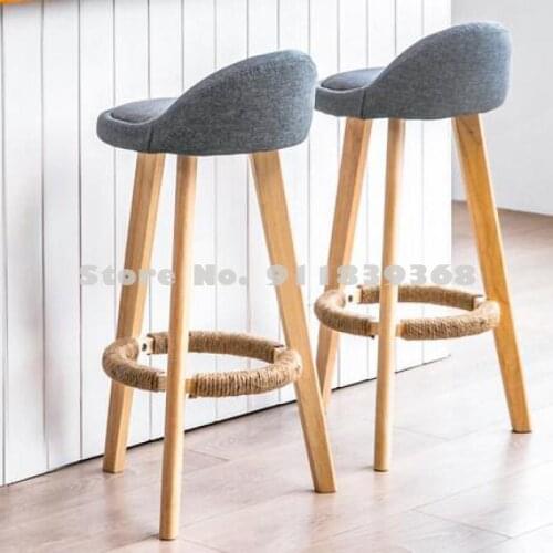 Nordic Bar Chair Household Solid Wood Chair Back High Stool Bar Stool Front Desk Cashier Chair High Bar Stool Bar Chair