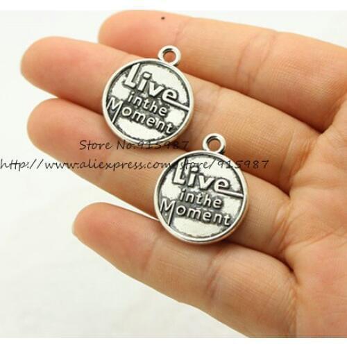 Sweet Bell 30pcs/lot letter charm Round Pendants 20*24mm Antique Metal Jewelry Components And Findings 4A603