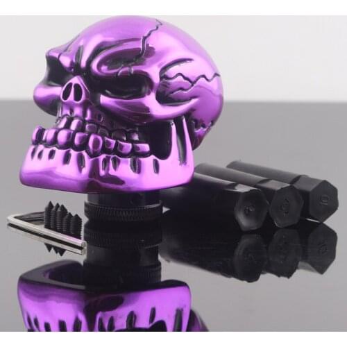 Universal Manual Gear Shift Knob Shifter Lever Knob Big Mouth Skull Gear Knob Purple human skull style Car Accessories