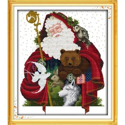 Everlasting Love Happy Christmas Ecological Cotton Cross Stitch 11CT 14CT Stamped Printed DIY Gift New Year Decorations For Home
