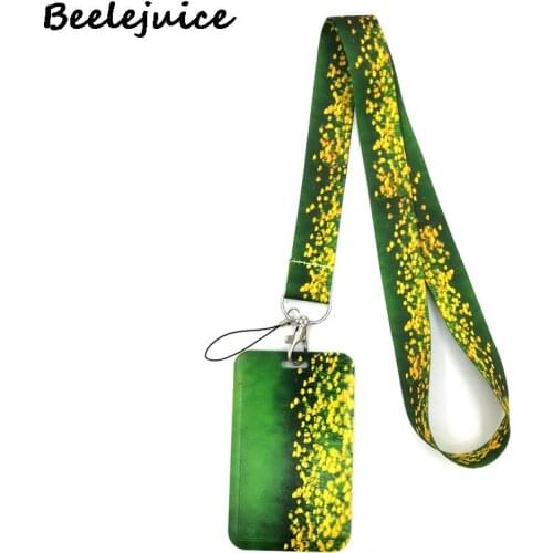 Green Grassland Yellow Flowers Neck Strap Lanyard for keys lanyard card ID Holder Jewelry Decorations Key Chain for Accessories
