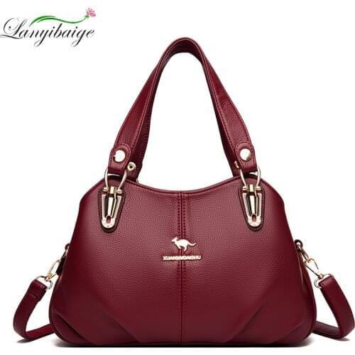 Ladies PU Leather Soft Shoulder Fashion Brand Designer Messenger Bag Elegant Girl Handbag Sac A Main Large Capacity Female Bag