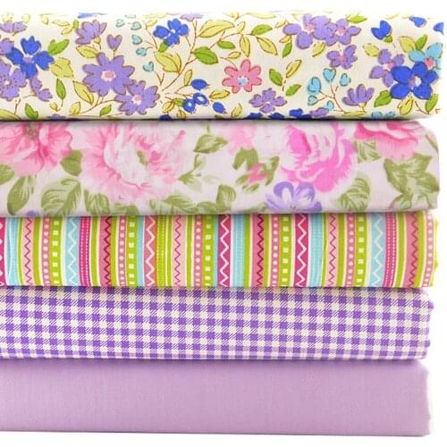 Booksew 100% Twill Cotton Purple Fabric Patchwork Quarter Bundles Meter For Sewing DIY Crafts 40cmx50cm 5pcs/lot Tissus Telas