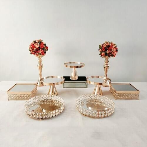 New style Gold Cake Stand Pedestal Wedding Party Display with Crystals