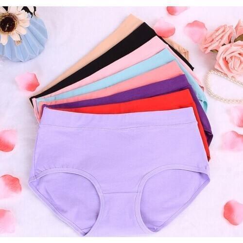 3pcs Womens Panties Large Sizes cotton Breathable mid Waist Elastic Briefs Underwear Plus Size Women Fits 125 Kgs M-7xL