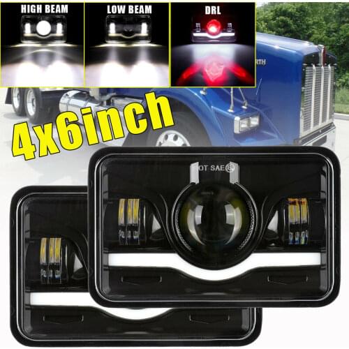 4X6 Car LED Square Headlights 6500K 120W Day Running Light Hi-Lo Beam For Kenworth T800 T400 T600 W900B W900L Off-Road Vehicles