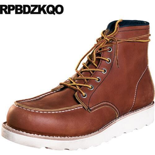 Army booties men plus size short combat full grain leather boots military retro fall genuine designer high quality shoes autumn