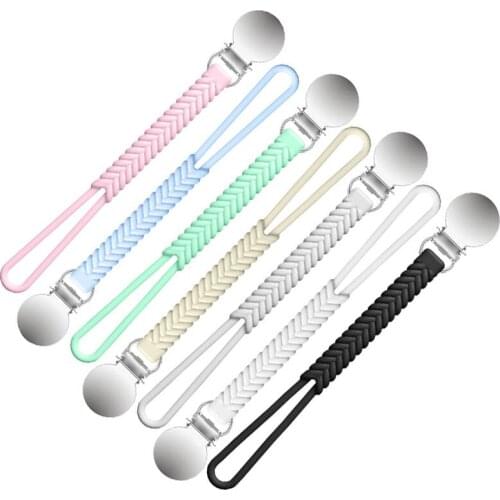 Chenkai 10PCS Silicone Waxed Weaving Pacifier Chain Clips BPA Free DIY Baby Infant Teething Dummy Nursing Soother Sensory Toys