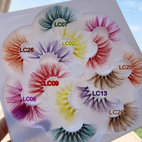 Rainsin 25MM Colored Mink Eyelashes Makeup Rainbow Party Ball Lash Halloween Colorful cosplay eyelash