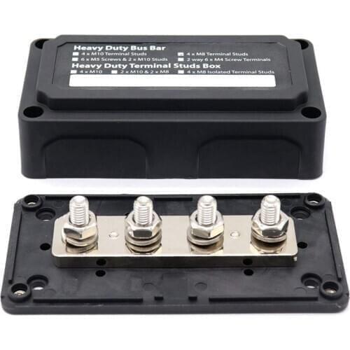 DC 48V 300A 4 Terminal Studs Busbar Power Distribution Block for Car Boat (Black)