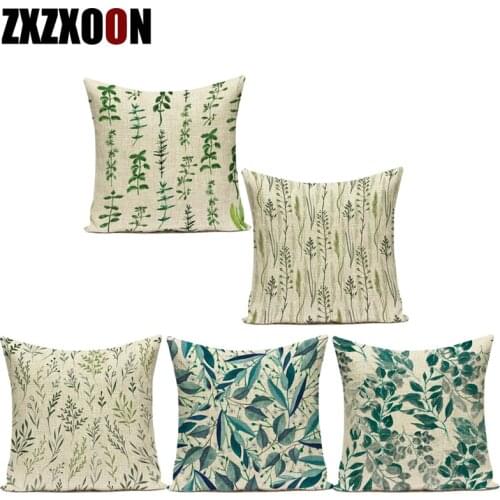 Polyester Decorative Throw Pillows Case Tropical Green Plant Leaf Leaves Home Decoration for Sofa Home Living Room Pillowcase