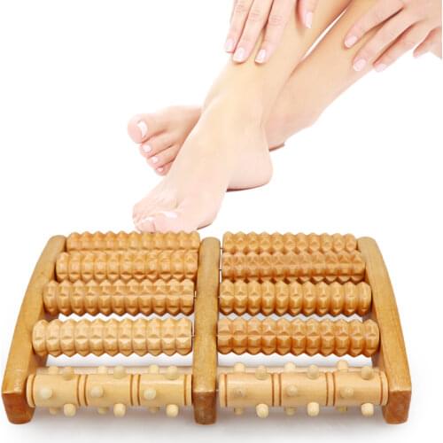 5 Row Wooden Foot Roller Wood Care Massage Reflexology Relax Relief Massager Spa Gift Anti Cellulite Foot Massager Care Tool
