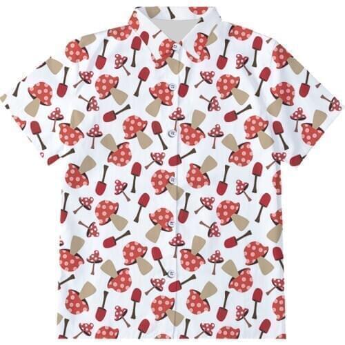 IFPD EU Size Summer Casual Button Shirts Women/men 3d Print Mushroom Cartoon Shirt Unisex Fitness Short Sleeve Plus Size Tops