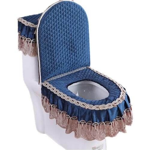 Qiu dong Italian wool mat three-piece toilet lace cloth zipper domestic toilet seat cushion sets toilet sets