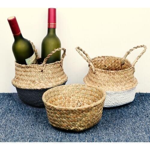Sundries Storage Basket Natural Sea Straw Large Handmade Woven Basket Home Organization Decoration Textile Organizer