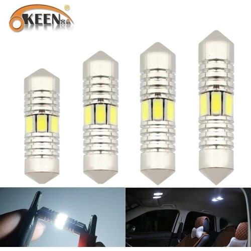 OKEEN High Bright 7 SMD LED Festoon 31mm 36mm 39mm 42mm Light Bulbs for Car Interior Reading Light License Plate Door Lamp White