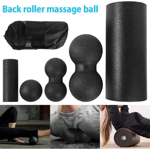 5pc Pilates Foam Roller Black Yoga Massage Foam Roller Fitness Ball Set Massage Muscle Release Exercises Equipment for Women/Men