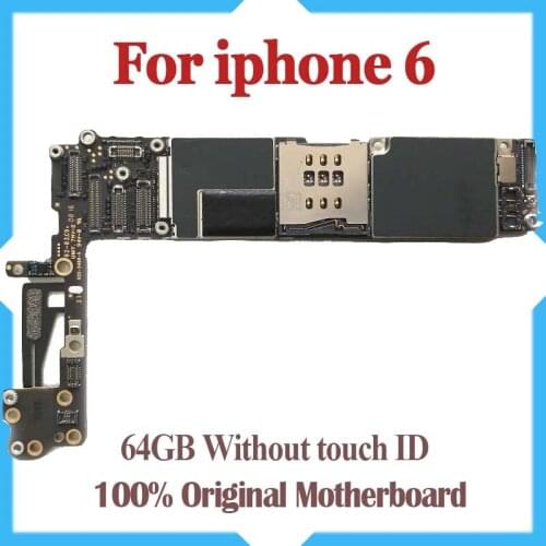 64GB for iPhone 6 Mainboard with Chips 100% Original Unlocked Motherboard without Touch ID Function good quality