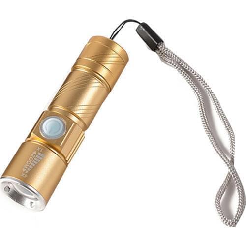 Mini USB LED Flashlight Rechargeable Waterproof Outdoor Torch Camping Hiking Light Zoomable Lamp Handy Flash Light