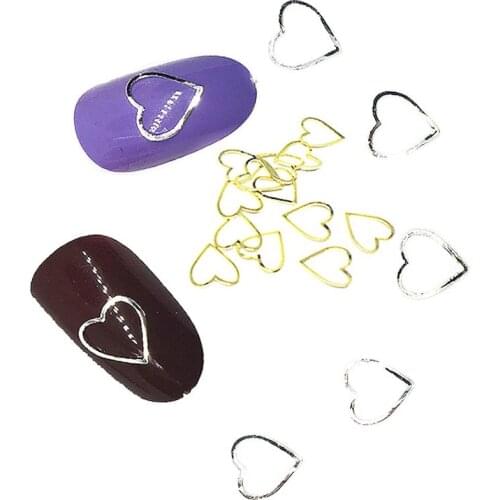 500Pcs Nail Art Stickers Gold Metal Thin Nail Decorations Cute Heart 3D Hollow Hybrid Decal Punk Nailart Supply Lot Manicure