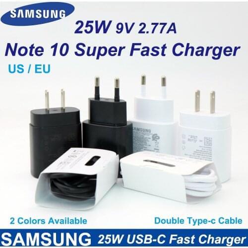 Original Samsung Galaxy Note 10 25W Super Fast Charging Adapter PD Charger 100CM USB C To USB C Cable For S20 Ultra S20+ A71 A91