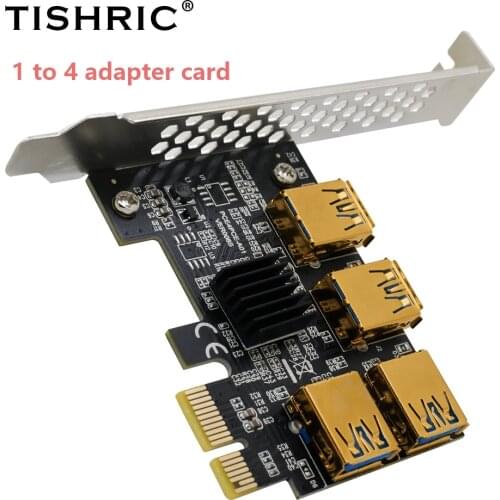 TISHRIC PCI-Express Slot 1x to 16x Riser Card PCIE PCI-E PCI 1 To 4 USB 3.0 Slot Multiplier Hub Adapter For BTC Miner Mining