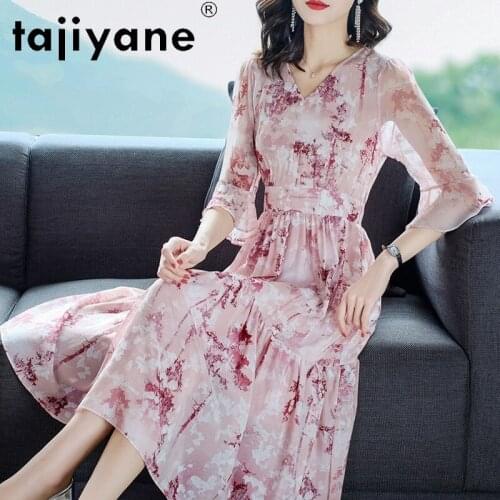 Dresses Quality High for Women 100% Silk Summer Dress Vintage Womens Long Dress Real Silk Woman Dresses Robes TN2517