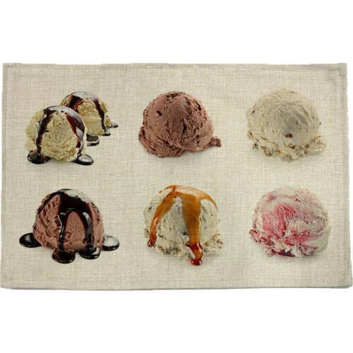 Ice cream pattern print linen placemat coasters disc pads bowl pad pot dining table mat coster heat insulation pad