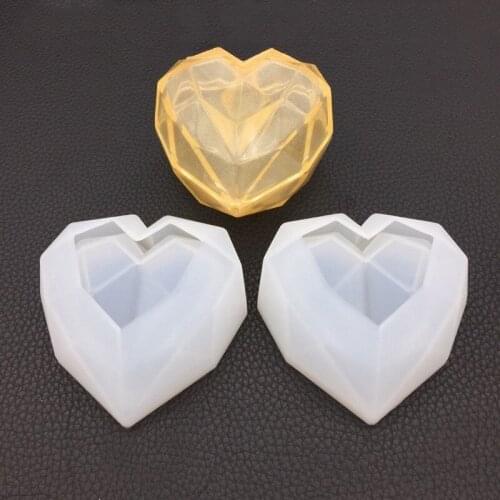 DIY Crystal Silicone Mold Mirror Geometry Love Heart Shaped Jewerlry Pendant Storage Box Mold Decoration Resin Mold
