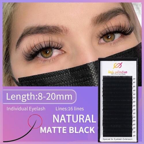 16LINES High Quality 1 Box Curl BCD Mink Eyelash Extension 20mm Long Individual Eyelashes Natural Eyelashes Fake False Eyelashes