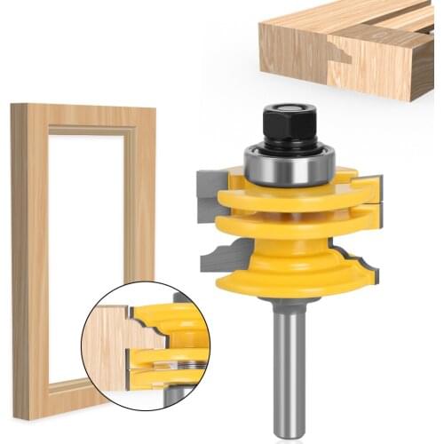 1pc 8mm or 1/2" or 12mm Shank Glass Door Rail & Stile Reversible Router Bit Woodworking Milling Cutting for Wood Tool Bits