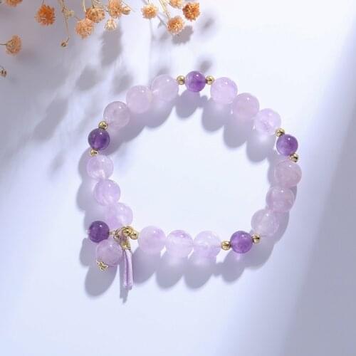 Romantic Tassel Purple crystal beaded strand bracelets for women girls fashion jewelry accessories gifts for girlfriend YBR464