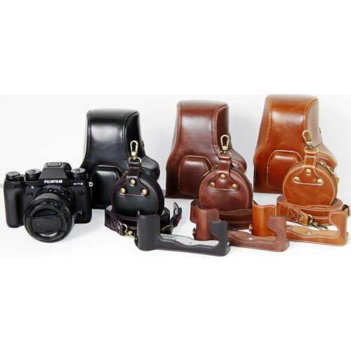 Luxury Leather Video Camera Case Bag For Fujifilm XT2 XT-2 XT3 XT-3 Camera with Shoulder strap PU leather bag Bottom Open