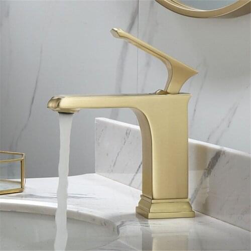 Bathroom Basin Faucet Sink Mixer Tap Golden Total Brass Hot Cold Single Handle Deck Mounted Bathroom Crane Luxury Water Tap