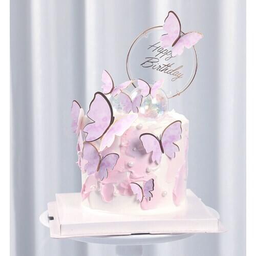 10pc Butterfly Cake Toppers Cake Decoration Handmade Painted Butterfly Cake Topper For Happy Birthday Party Baking Cake Supplies