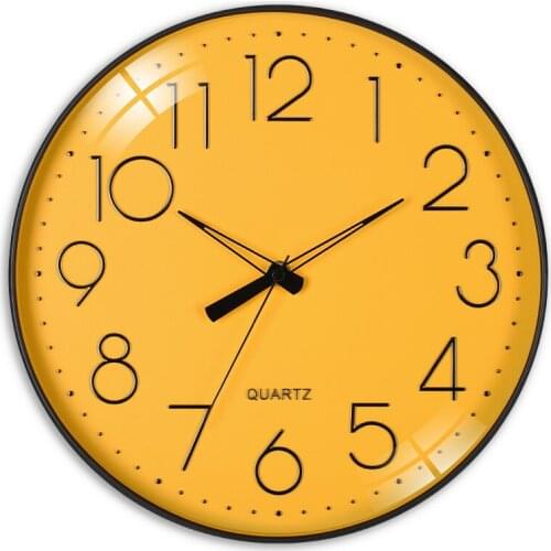Three-dimensional digital wall clock simple personality creative round mute quartz clock family living room decoration clock