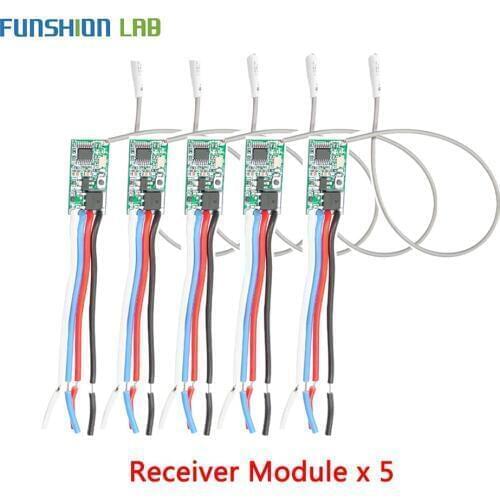 FUNSHION 5pcs 433.92Mhz Universal Wireless DC 3.6V-24V Remote Control Switch 1 CH RF Relay Receiver LED Light Controller DIY Kit