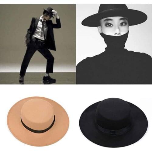 Womens Classic Solid Color Felt Fedoras With Ribbon Artificial Wool Blend Jazz Cap Simple Church Derby Flat Top Hat For Men