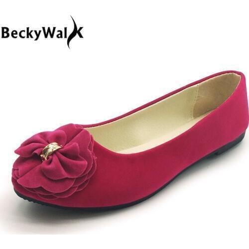 Big Size 43 Women Flats Candy Color Flowers Loafers Women Shoes Flock Comfortable Spring Shoes for Woman Zapatos Mujer WSH2346