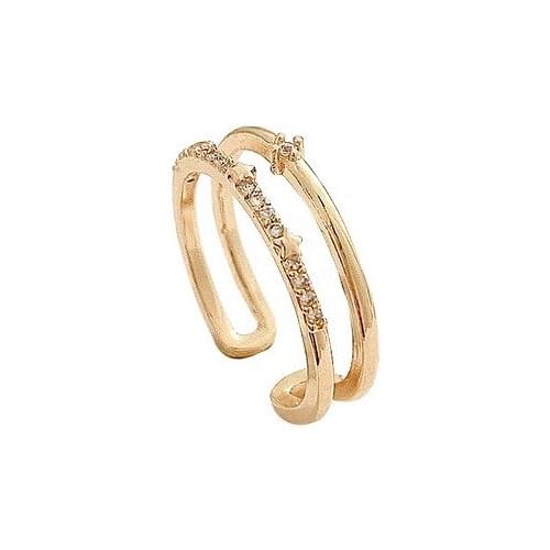 2021 fashion new personality double layer high quality ring Korean temperament elegant opening adjustable index finger ring