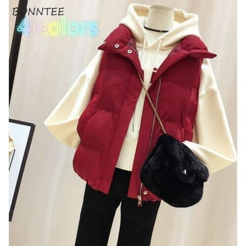 Vests Women Casual Solid Large Size Autumn Student All-match Warm Sleeveless Comfortable Female Waistcoats Simple Korean Style