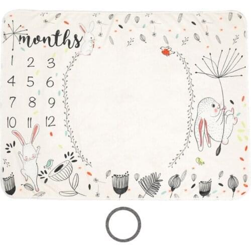 1 Set Baby Monthly Record Growth Milestone Blanket Newborn Photography Props Accessories Creative Cartoon Printing Cloth 69HE