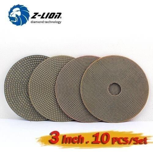 Z-LION Diamond Electorplated Polishing Pad 3" 10pcs For Ceramic Glass Grantie Marble Grinding And Sanding Polishing Wheel