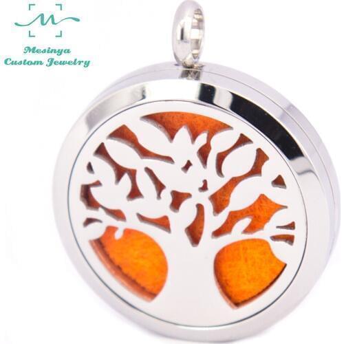 10pcs mesinya new tree of life III (30mm) Aromatherapy / Essential Oils surgical S.Steel Diffuser pendant Locket Necklace