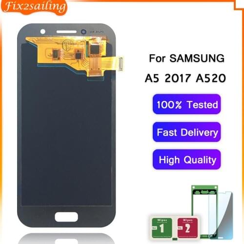 100% Tested Working AMOLED LCD Display Touch Screen Assembly For Samsung Galaxy A5 2017 A520 A520F SM-A520F